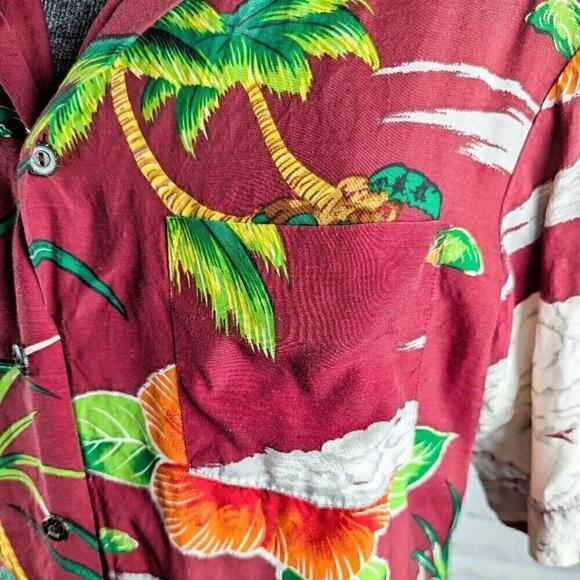 Vintage Kennington Ltd Red/Green Hawaiian Shirt M - Picture 6 of 11